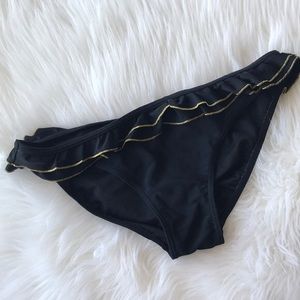 Xhilaration Black & Gold Ruffle Bikini Bottom